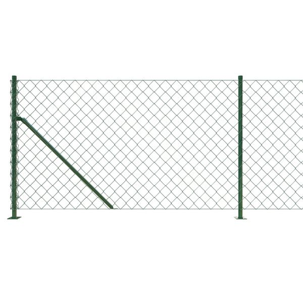 vidaXL Chain Link Fence with Flange Green 1.1x25 m