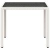 vidaXL Garden Table with Glass Top White 90x90x75 cm Poly Rattan