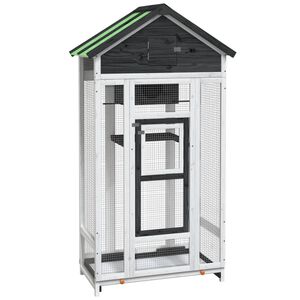 vidaXL Bird House Grey 91.5x53x170 cm Solid Wood Pine