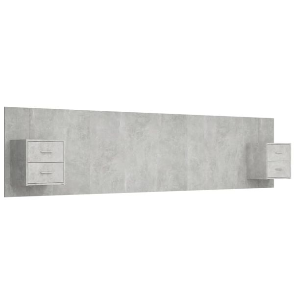 vidaXL Bed Headboard with Cabinets Concrete Grey Engineered Wood