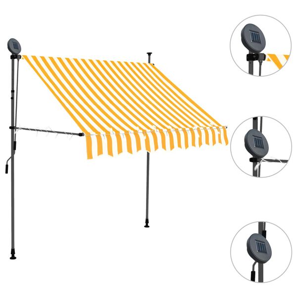vidaXL Manual Retractable Awning with LED 100 cm White and Orange
