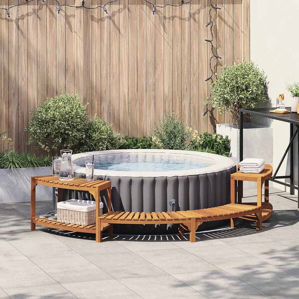 vidaXL Hot Tub Surround Half-Round Brown 272 x 120 x 55.5 cm