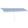 vidaXL Manual Awning with Solar LED 6 x 3 m Blue and White Stripe