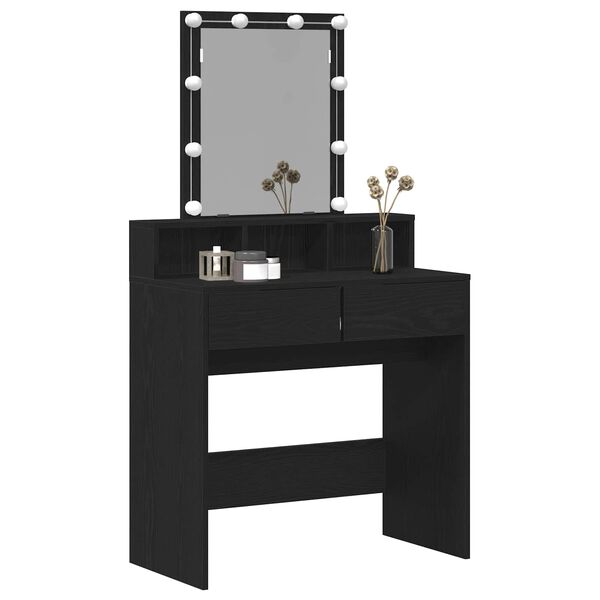 vidaXL Dressing Table Black oak 80 x 41 x 144.5 cm Engineered wood