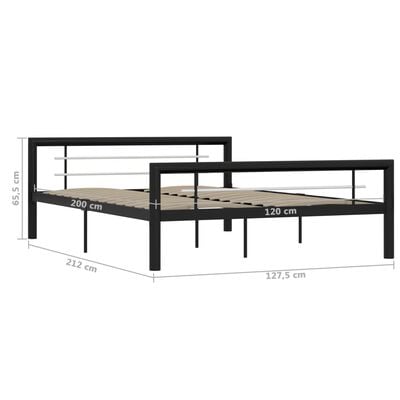 vidaXL Bed Frame Black and White Metal 120x200 cm