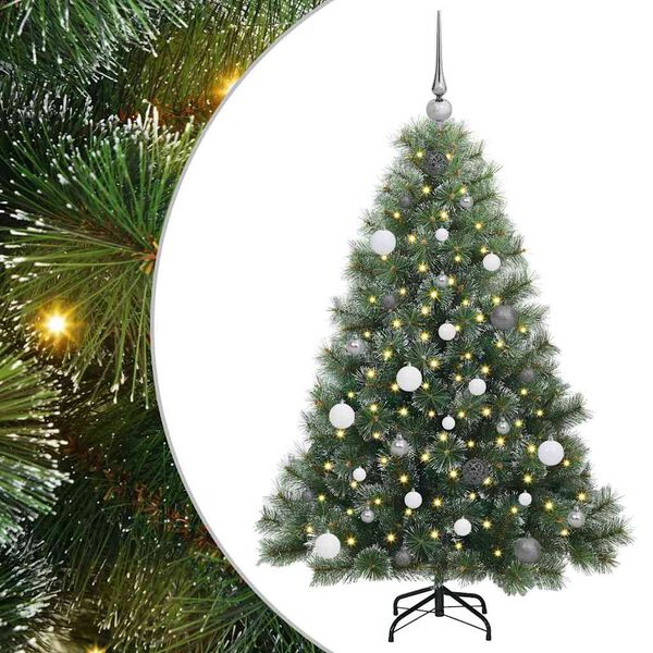 vidaXL Artificial Christmas Tree with 150 LEDs Green 150 cm PE and PVC