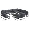 vidaXL Garden Sofa Set with Cushion 13 pcs Black Aluminium