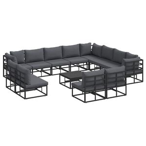vidaXL Garden Sofa Set with Cushion 13 pcs Black Aluminium