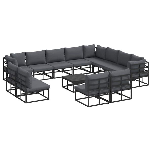 vidaXL Garden Sofa Set with Cushion 13 pcs Black Aluminium