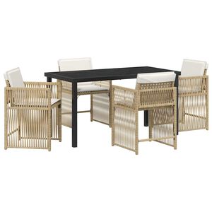 vidaXL Garden Dining Set 5 pcs Beige Poly Rattan