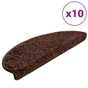 vidaXL Stair Mats 10 pcs 65x21x4 cm Brown Half Round Large