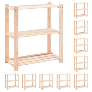 vidaXL 3-Tier Storage Racks 10 pcs 80x38x90 cm Solid Pinewood 150 kg