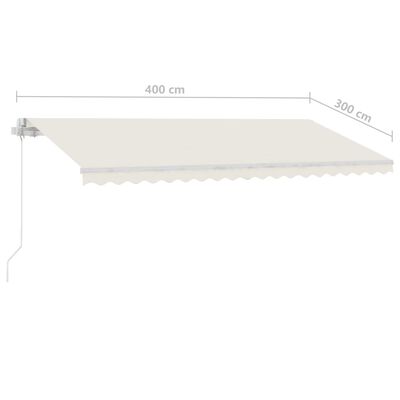vidaXL Manual Retractable Awning with LED 400x300 cm Cream