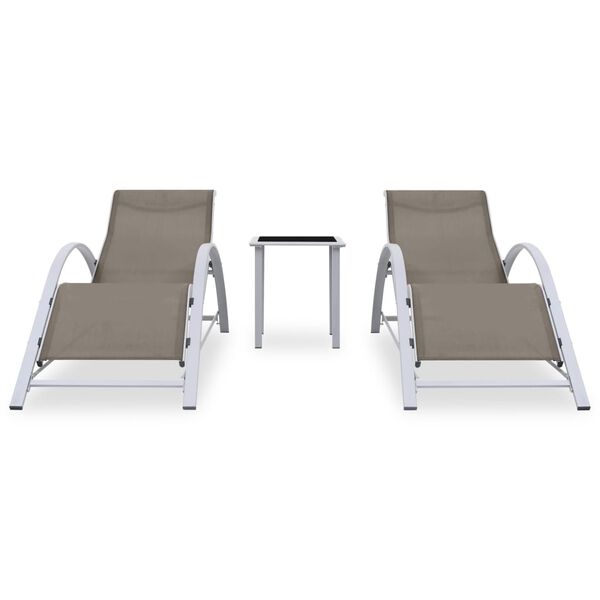 vidaXL Sun Loungers 2 pcs with Table Aluminium Taupe