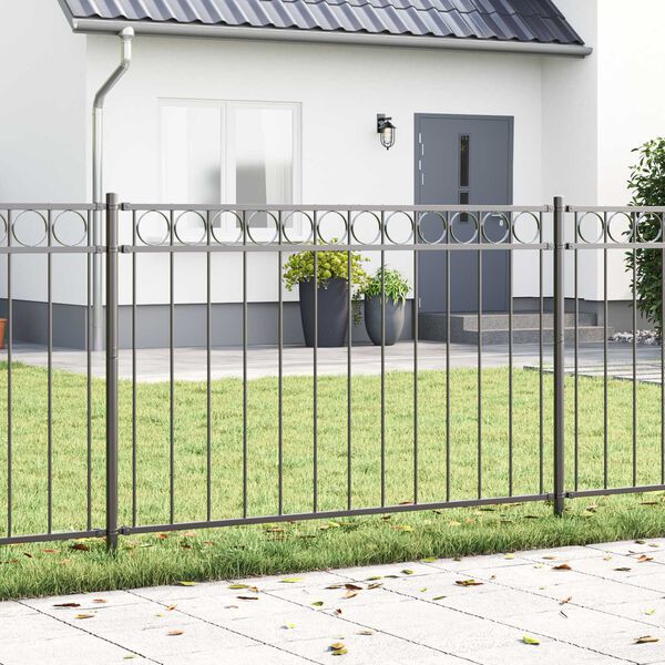 vidaXL Garden Fence Grey Steel