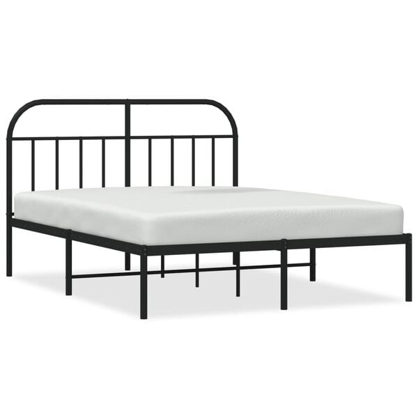vidaXL Metal Bed Frame without Mattress with Headboard Black 140x200cm