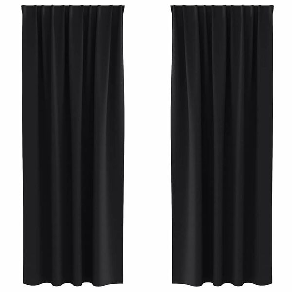 vidaXL Blackout Curtains with Rings 2 pcs Black 225 x 140 cm Polyester