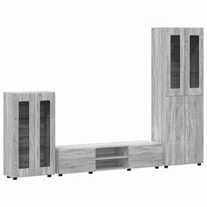 vidaXL TV Cabinet Set with Drawer FLORIN Grey Sonoma Engineered Wood