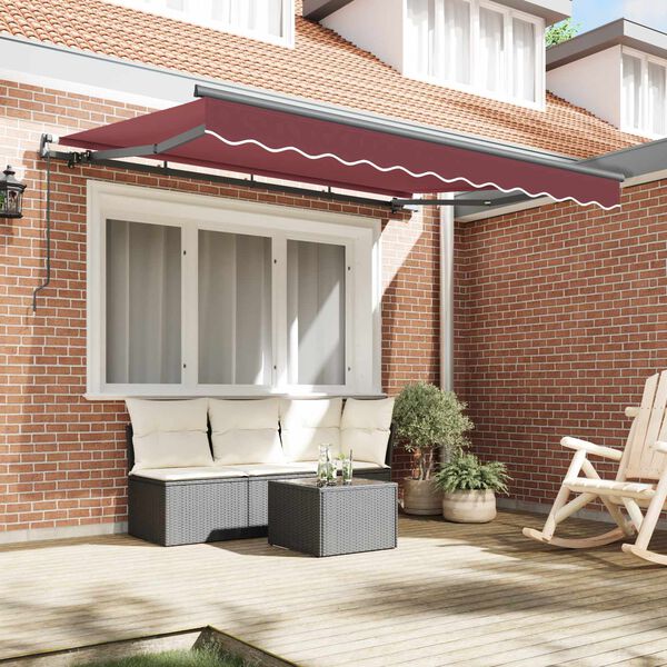 vidaXL Retractable Awning Manual Burgundy 300 x 200 cm Fabric