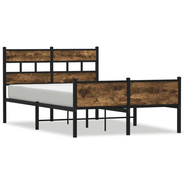 vidaXL Bed Frame without Mattress Smoked Oak 120x200 cm Engineered Wood