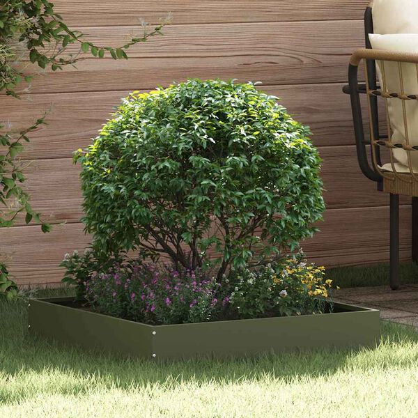 vidaXL Lawn Edging Olive Green 60 x 60 x 13 cm Steel