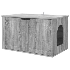 vidaXL Cat House Grey Sonoma 85 x 55 x 50.5 cm Engineered Wood