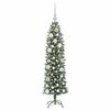 vidaXL Artificial Slim Christmas Tree Green and white 120 cm