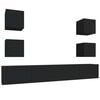 vidaXL TV Cabinet Set | Set of 6 | Black | Engineered wood | Standard