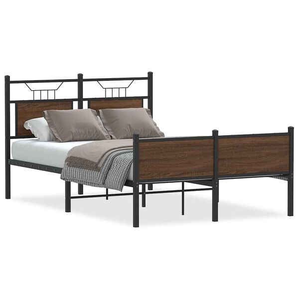 vidaXL Bed Frame without Mattress Brown Oak 120x200 cm Engineered Wood
