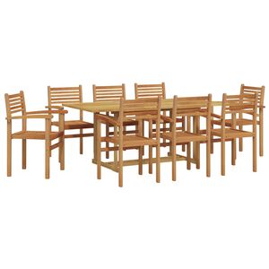 vidaXL Garden Dining Set 9 pcs Brown Solid Teak Wood