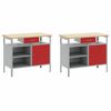 vidaXL Work Bench Set with Shelf 8 pcs Red 200 x 55 x 200 cm Steel