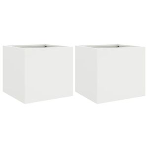 vidaXL Planters 2 pcs White 32x30x29 cm Steel