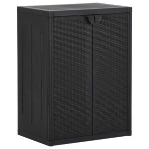 vidaXL Garden Storage Cabinet Black 65x45x88 cm PP Rattan