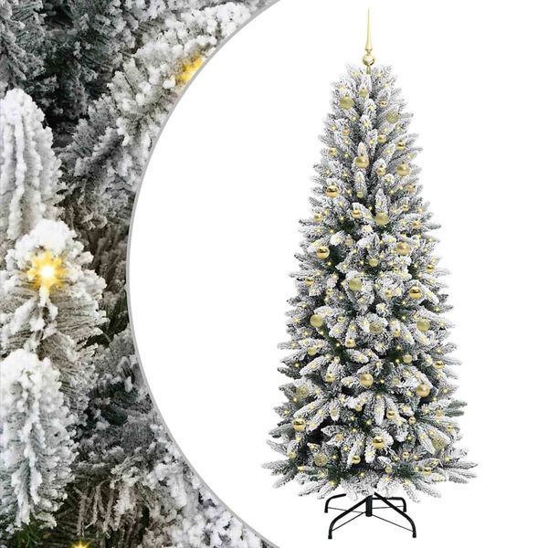 vidaXL Artificial Christmas Tree with 300 LEDs with Stand White 210 cm