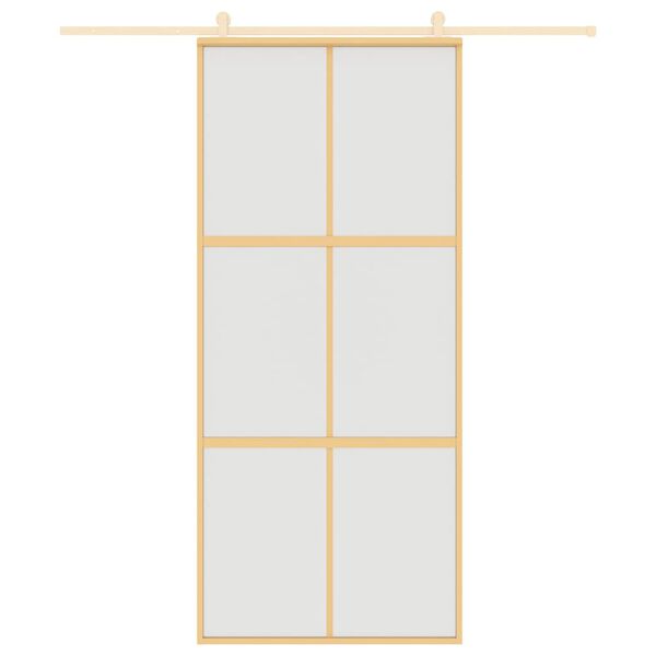 vidaXL Sliding Door Gold 90x205 cm Frosted ESG Glass and Aluminium