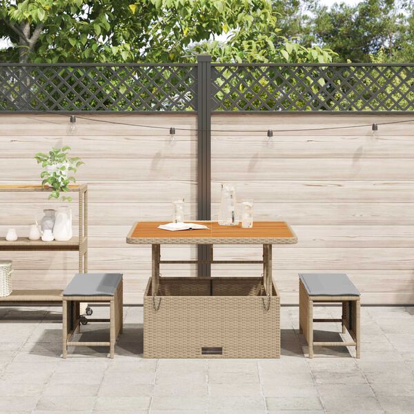 vidaXL Garden Dining Set Beige Poly rattan