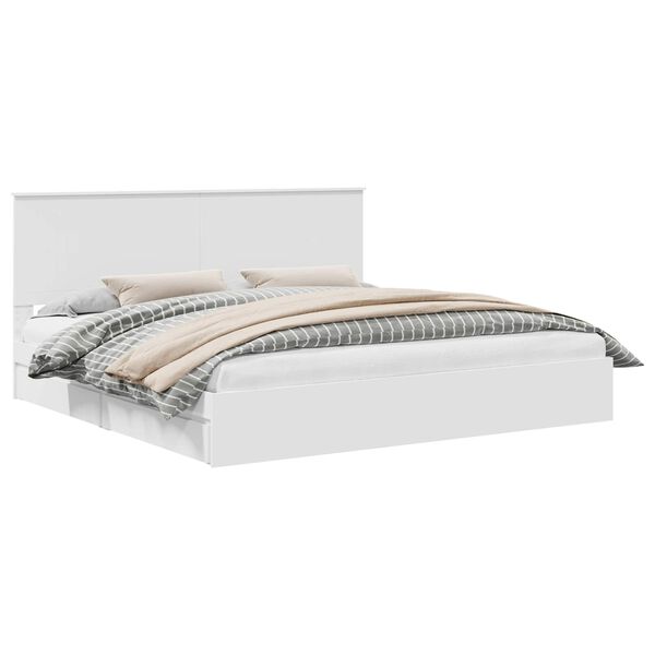 vidaXL Storage Bed with Headboard White 200 x 200 cm Engineered Wood