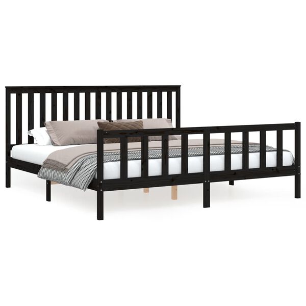 vidaXL Bed Frame without Mattress Black 200x200 cm Solid Wood Pine