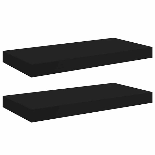 vidaXL Floating Wall Shelves 2 pcs Black 50x23x3.8 cm MDF