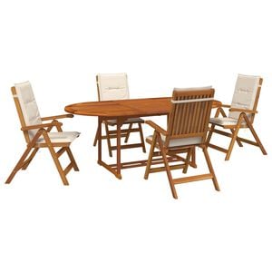 vidaXL Outdoor Dining Set with Parasol 6 pcs 4-Seaters Cream White