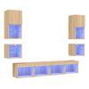 vidaXL 8 Piece TV Wall Units with LED Sonoma Oak Engineered Wood