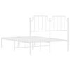 vidaXL Metal Bed Frame without Mattress with Headboard White 120x190cm