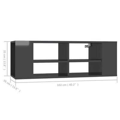 vidaXL Wall-Mounted TV Cabinet High Gloss Grey 102x35x35 cm Engineered Wood