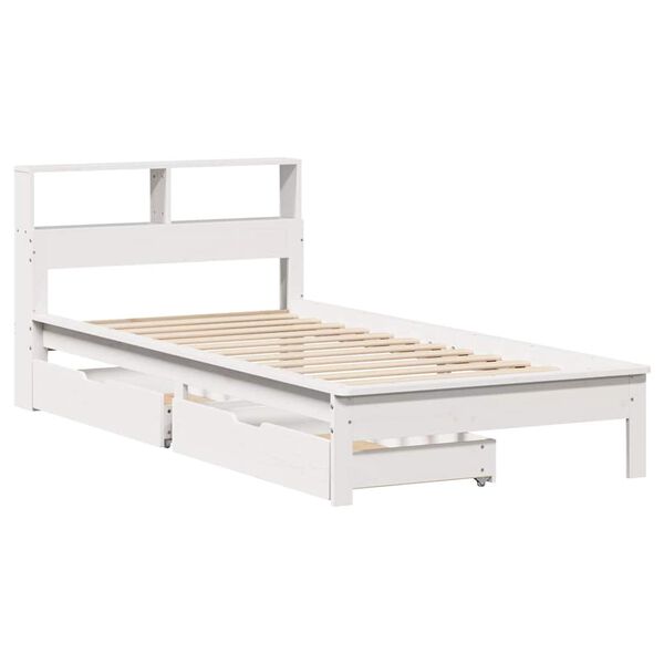 vidaXL Bookcase Bed without Mattress White 90x190 cm Single Solid Wood Pine