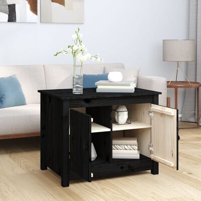 vidaXL Coffee Table Black 71x49x55 cm Solid Wood Pine