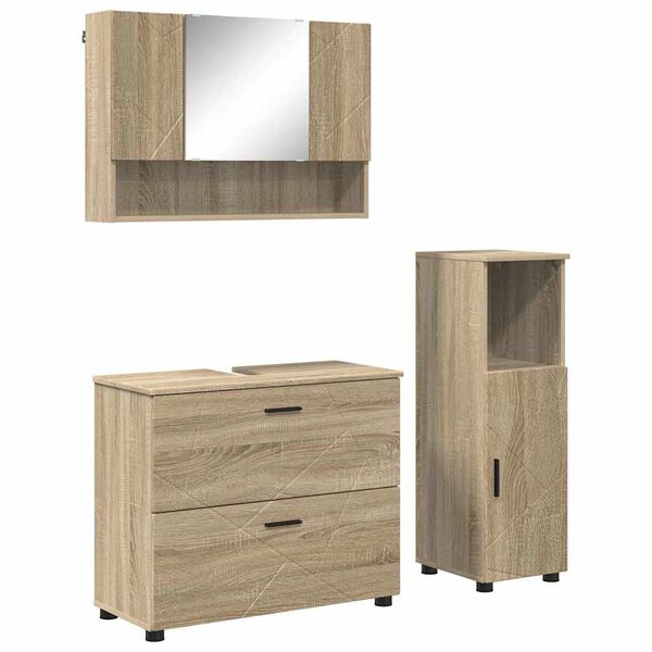 vidaXL Bathroom Furniture Set with Drawer with Shelf 3 pcs Sonoma Oak