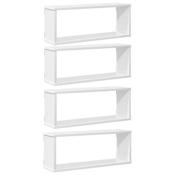vidaXL Wall Cube Shelf 4 pcs High Gloss White 60x15x23 cm Engineered Wood