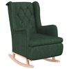 vidaXL Armchair with Solid Rubber Wood Rocking Legs Dark Green Fabric