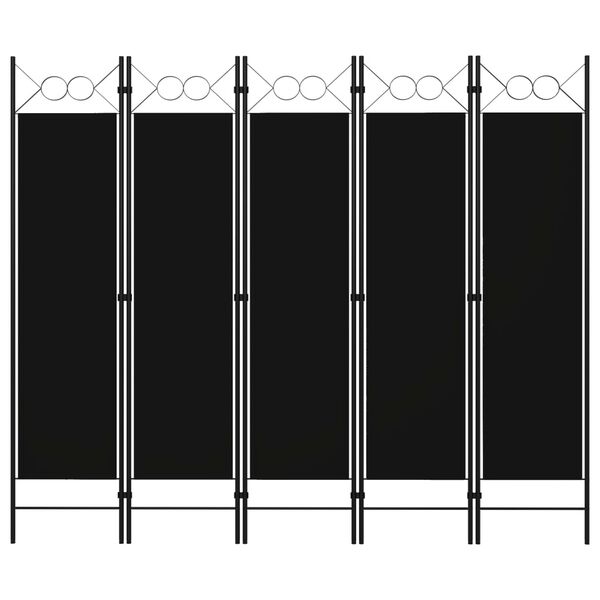 vidaXL 5-Panel Room Divider Black 200x180 cm