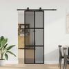 vidaXL Sliding Door with Hardware Set Black 76x205 cm Tempered Glass
